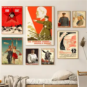 PIKPAKA Vintage S-StalinS U-USSR C-C-CCCP Poster HD Waterproof Art Poster For Home, Bar & Café Decor | Fade-Resistant, Non-Sticky, Vibrant DIY Wall Print | Perfect Decorative Poster For Office & Living Room