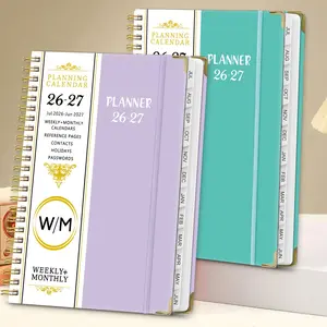 A5 Weekly/monthly Planner Notebook, Scroll Design, School & Office Annual Schedule, 2026-2027 Edition, Spiral Binding