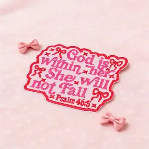God Is Within Her She Will Not Fall Embroidered Patch, Back Adhesive Iron-On Applique, Embroidery, Suitable for Clothes Jackets Hats Accessories