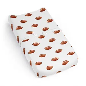 Sweet Jojo Designs Baby Changing Pad Cover Sheet (Brown and White Football) for Boys, Infant/Newborn Diaper Change Table Mat Covers (for the Sports Theme, Watercolor, Vintage Sport Themed Collection)