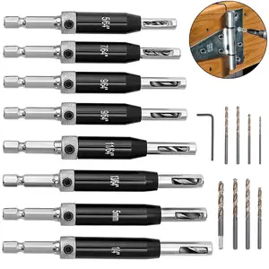 Self-centering Hinge Drill Bit Set, Hex Shank Drill Bit Set, Spiral Cutting Tool, Power Tool Accessories for Door & Window