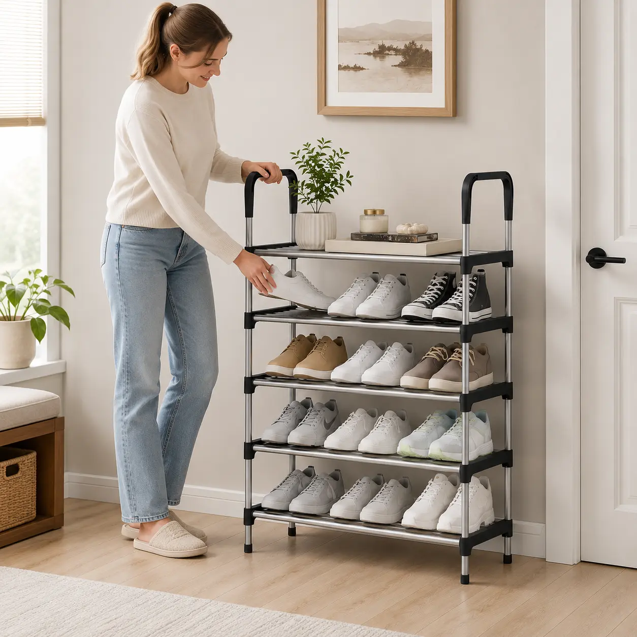 Premium Shoe Rack, 3-Tier/5-Tier