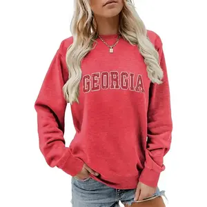 Georgia Sweatshirt Vintage Retro GA Sweatshirt Athletic College Style Shirts Women Crewneck Classic Pullover Tops(Sheet)