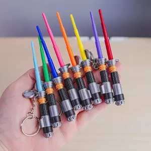 Mini Lightsword Keychain with Retractable Blade - 3D Printed Plastic Keychain Featuring Blue Blade & Hidden Storage Cap