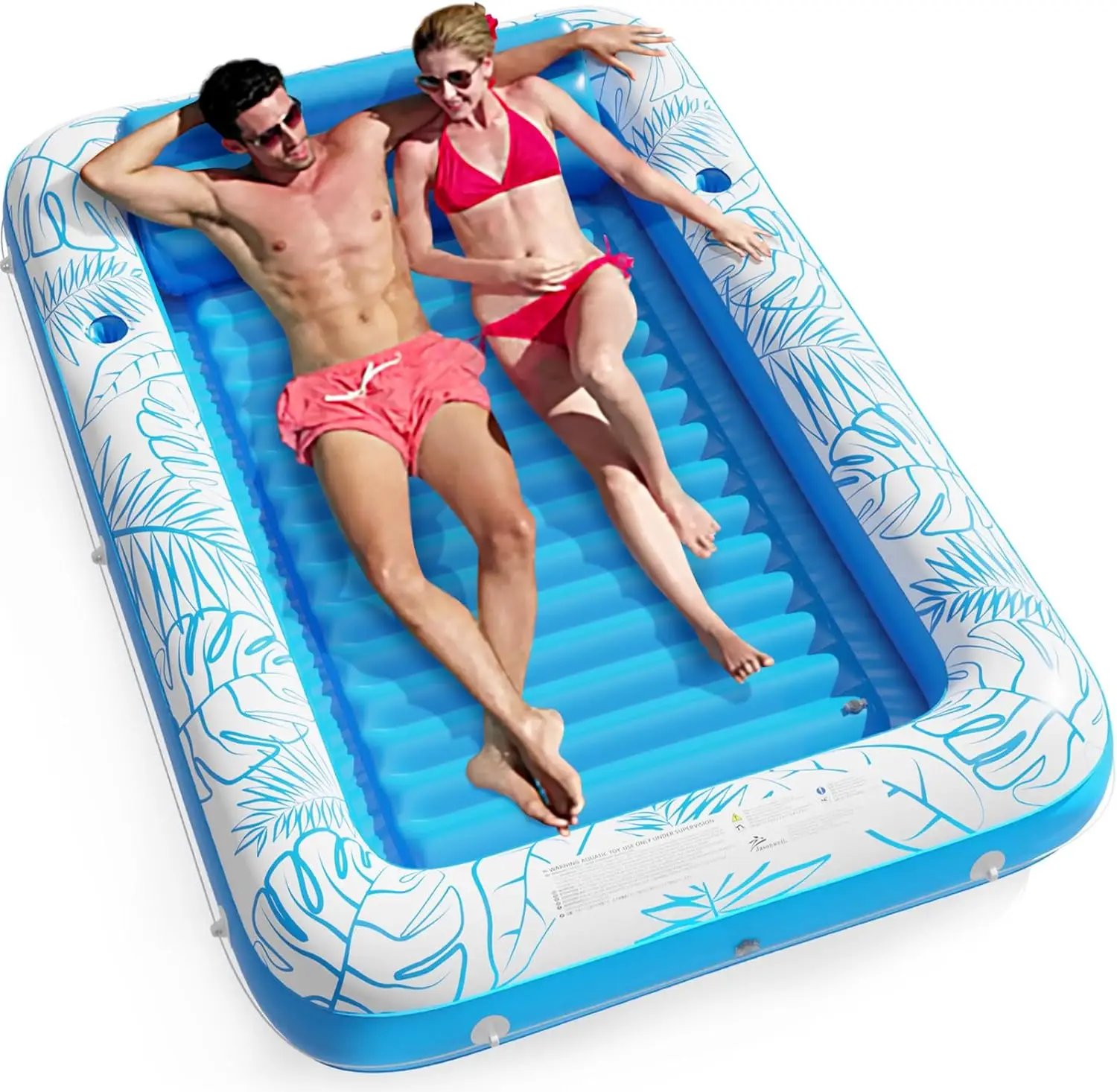 Inflatable Tanning Pool Lounger Float - Jasonwell 4 in 1 Sun Tan Tub Sunbathing Pool Lounge Raft Floatie Toys Water Filled Tanning Bed Mat Pad for Adu
