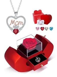 Heart Crown · Claddagh Grace Original sweet MOM heart gem necklace, simple and stylish.Paired with an apple-shaped preserved rose jewelry gift box.Perfect gift for birthdays, Mother’s Day, Valentine’s Day and Christmas.