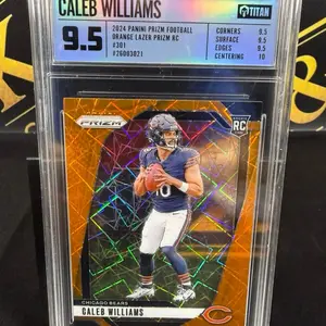 2024 Prizm Orange Lazer Caleb Williams graded Titan 9.5
