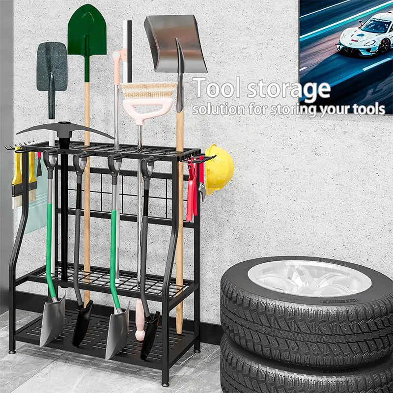 Garden Tool Organizer Holder Heavy Duty Steel Rack Up to 60 Long Handled Tools for Long-Handled, Broom, Shovel, Rake, Sturdy Heavy Rack for Outdoor, Yard Deals For You Days