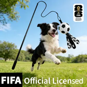 Official FIFA World Cup 2026 Dog Flirt Pole, Retractable Telescoping Wand for Chase, Tug of War & Obedience Training, Portable Exercise Toy for Small Medium Large Dogs Outdoor Backyard Play