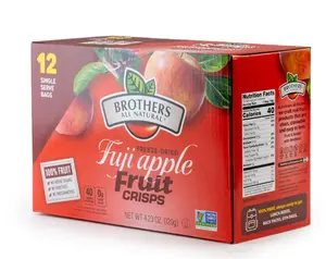 Brothers All Natural Freeze Dried Fruit Crisps, Fuji Apple, 0.35 Oz (Pack of 12), Made with 100% Fruit, Gluten Free, Soy Free, Vegan, Healthy Snack, Lunch Box Ready | Packaging May Vary