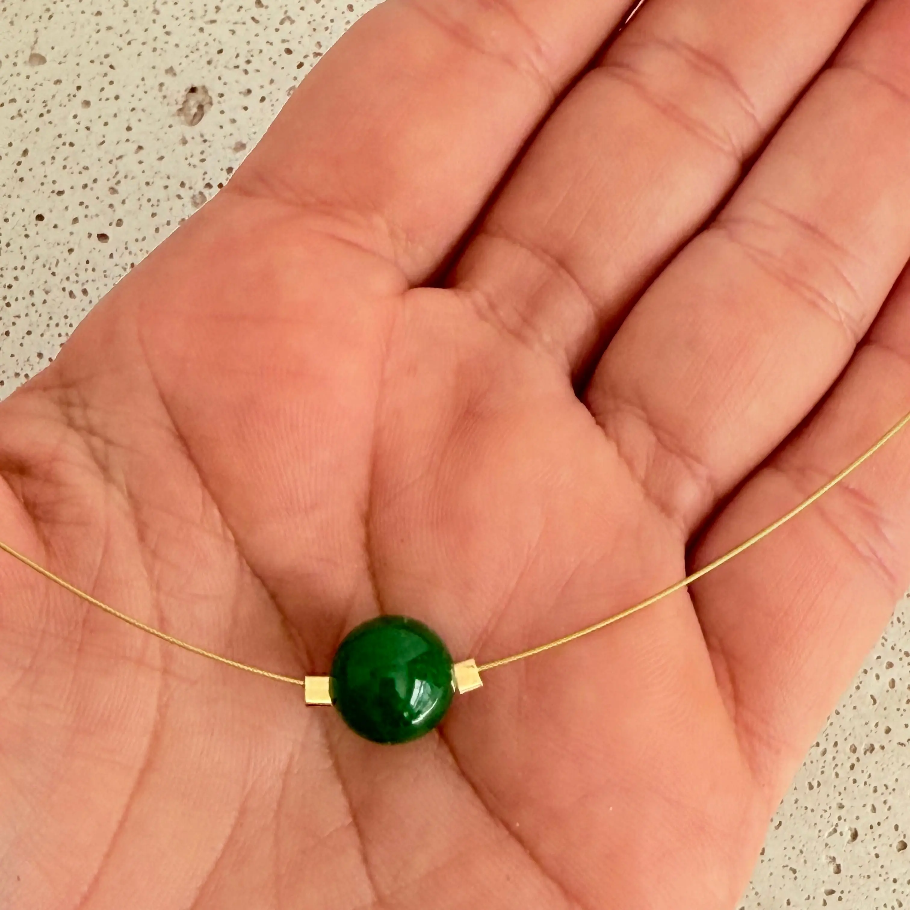 Heart Chakra Gold Necklace with Jade