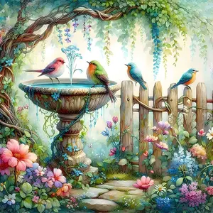 Garden Birds 5D Diamond Painting Art Kits for Beginner DIY Full Drill Diamond Dots Crystal Craft Kits for Home Wall Decor Gifts