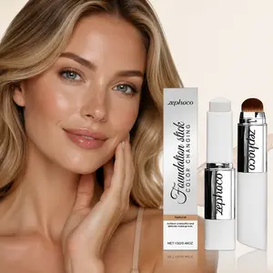 2-in-1 Makeup Cover Cream Stick (13g/0.46oz) with Brush, Creamy Full Coverage Foundation & Concealer for Dark Circles, Versatile Daily Cosmetic Tool, Summer Gift Color-Changing