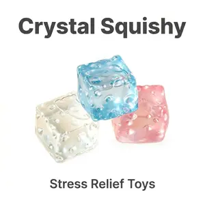 7CM Moldable Transparent Glacier Cheese Squishy Toy, Mochi Texture Slow Rebound Stress Relief Vent Fidget Toy