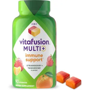 Vitafusion Multi+ Immune Support* – 2-in-1 Benefits & Flavors – Adult Gummy Vitamins with Vitamin C, Zinc, Daily Multivitamins, 90 Count