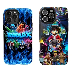 Roblox Blue Flame Graffiti Style Phone Case, a must-have for trendy gamers, compatible with Suitable for iPhone 17/16/15/14/13/12/11 Pro Max/Plusand Samsung Galaxy S23-25, shock-absorbing, anti-drop protective case, lightweight, new fashion trend design