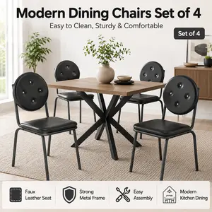 Super Modern 4 Piece Bar Stool Set Faux Leather Counter Height Barstools with Metal Legs Waterproof Dining Chairs for Kitchen Island Home Bar Living Room Apartment Essentials Easy Assembly Aesthetic Room Decor Furniture Finds