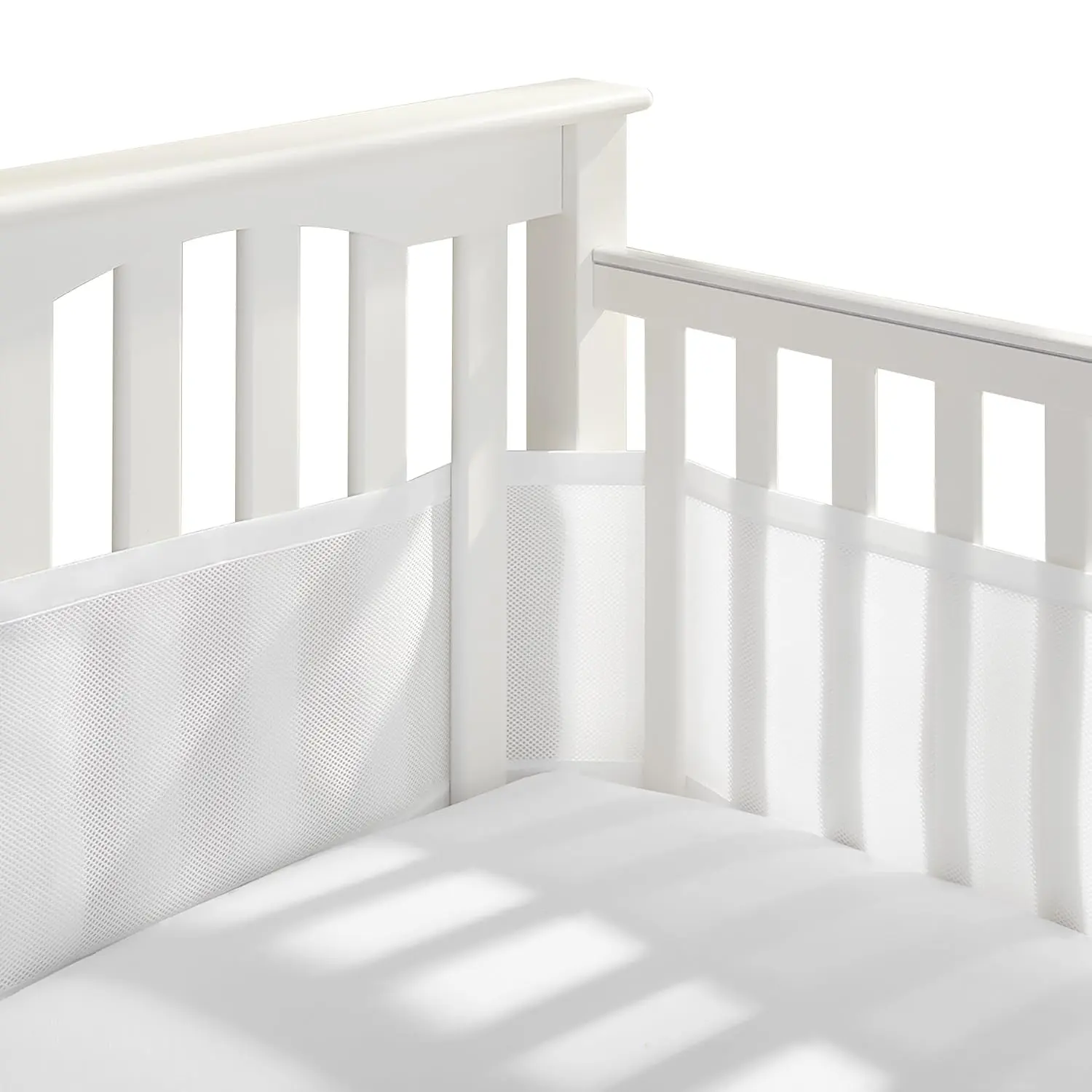 KVZKVZ Breathable Mesh Liner for Full-Size Cribs, Classic 3mm Mesh, White (Size 4FS Covers 3 or 4 Sides)