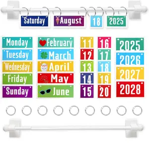 Magnetic Rod Flip Calendar for Classroom Colorful Classroom Calendar Date Cards Colorful School Decor Magnetic Rod for School Whiteboard