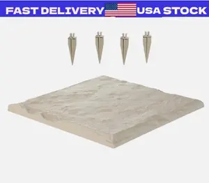 Decorative Stepping Stones with Stakes 4Pcs 15.5x15.5 in Walkway Pavers Beige