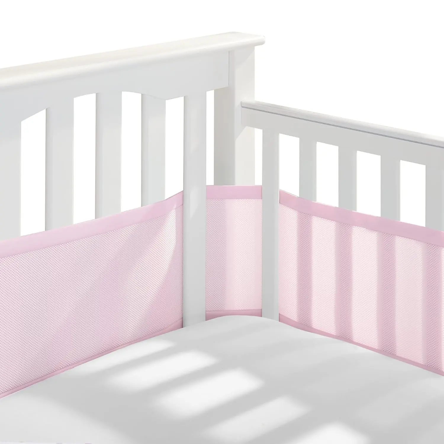 KVZKVZ Classic Mesh Crib Liner with Double Straps forSecure & Breathable Baby Protection Fits 4 or 3 Sides Full-Size Cribs Newborns
