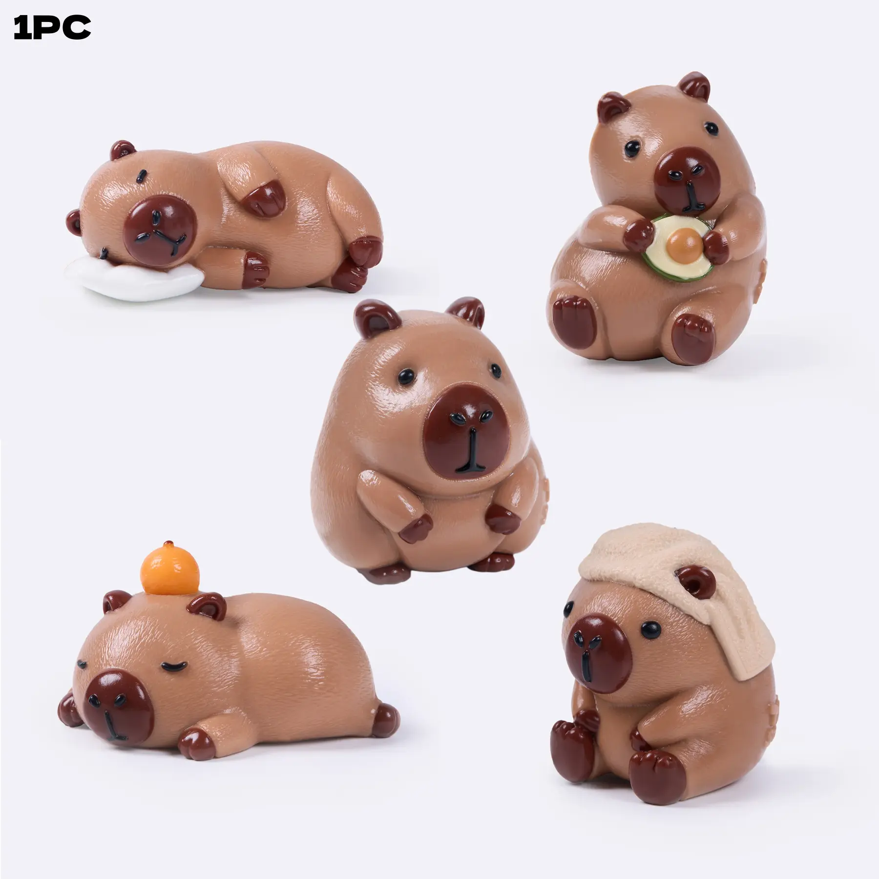 TABASQUISHY Capybara Squishy Stress Toy,Kawaii Animal Stress Relief Hand Toy for Desk Decor & Daily Relaxation Gifts,soft and non-toxic, can be used as decoration forbags or for collection(5 styles)