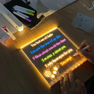 USB LED Glow Board, Decorative Whiteboard for Holidays, Erasable Graffiti Wall, Memo Pad, Advertise Sign, 1 Pack/2 Packs