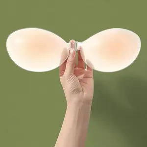 Silicone Soft Bra Set Invisible Strapless Breathable Waterproof Underwire Women's Chest Collection Silicone Patch Popular Style Wedding Bra Reusable Seamless Nipple Covers