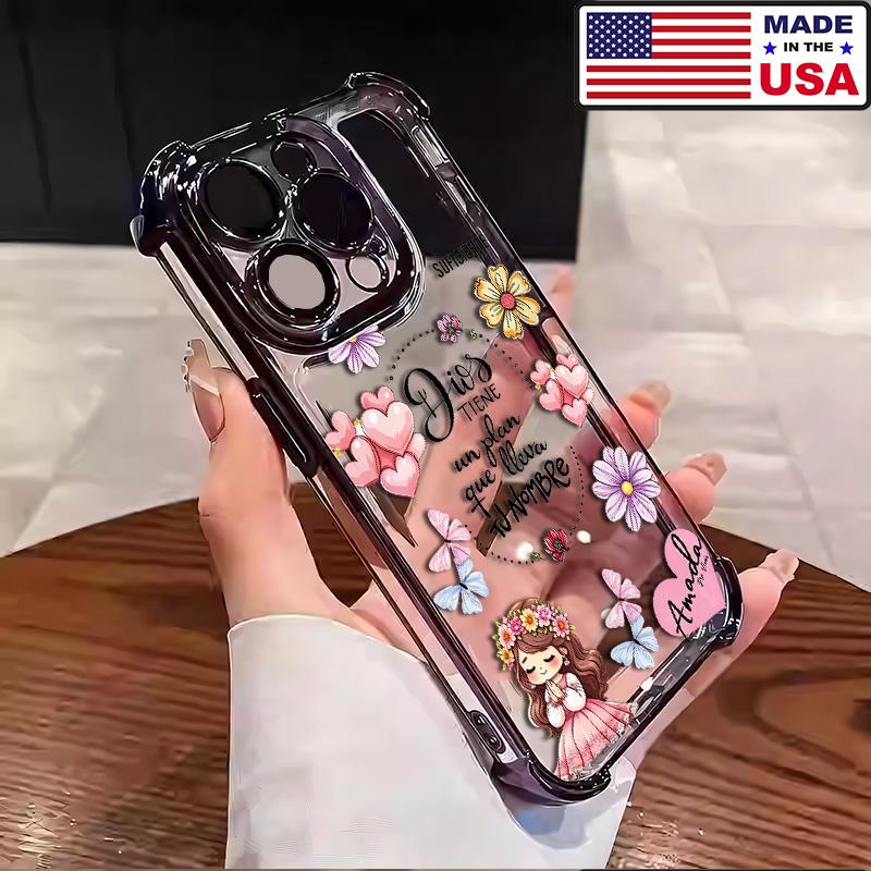 Customized Vintage Print Praying Little Girl Spanish Bible Verse Silicone TPU Phone Case - Shockproof Protection Cover, Aesthetic Accessory for iPhone 17/16/15/14/13/12 Plus Pro Max & Samsung 22/23/24/25 Plus Pro Max Ultra Smartphones
