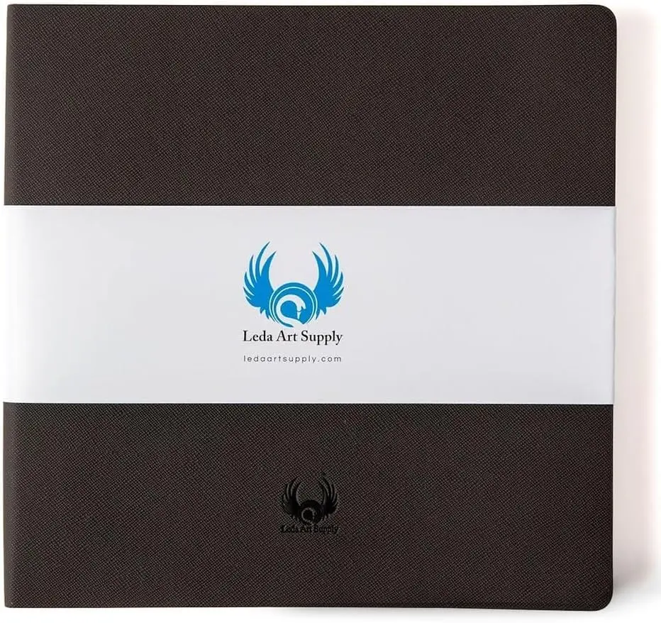 Leda Art Medium-Square Sketchbook, 8.5x8.5 Inch, 160 Blank Acid-Free Paper Pages, Premium Marker-Watercolour-Pencil Mixed Media Pad with Elastic Band, Accordion Pocket & Back Pocket, Ideal for Field Sketching