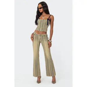 Eternity Pinstripe Low Rise Flared Jeans