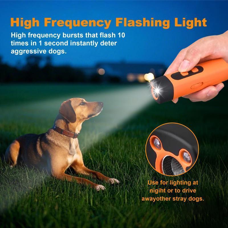Ultrasonic Dog Bark Deterrent Rechargeable Anti Barking Device 30ft Range with LED Flashlight Portable Training Tool Safe for Small Medium Large Dogs