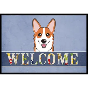 Carolines Treasures BB1440MAT Red Corgi Welcome Indoor & Outdoor Mat- 18 x 27 in.