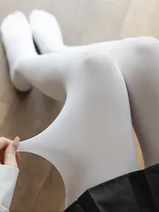 Spring Autumn Women's Stocking Pants, Plain Micro-Transparent Tights, Women Pantyhose, Soft Comfortable Smooth Underwear, Beauty Leggings, Dance Pants, White