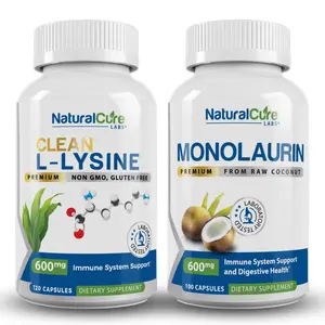 Clean L-Lysine & Premium Monolaurin 600mg Combo Pack - For Balanced Immunity, Gut Health, and Recovery
