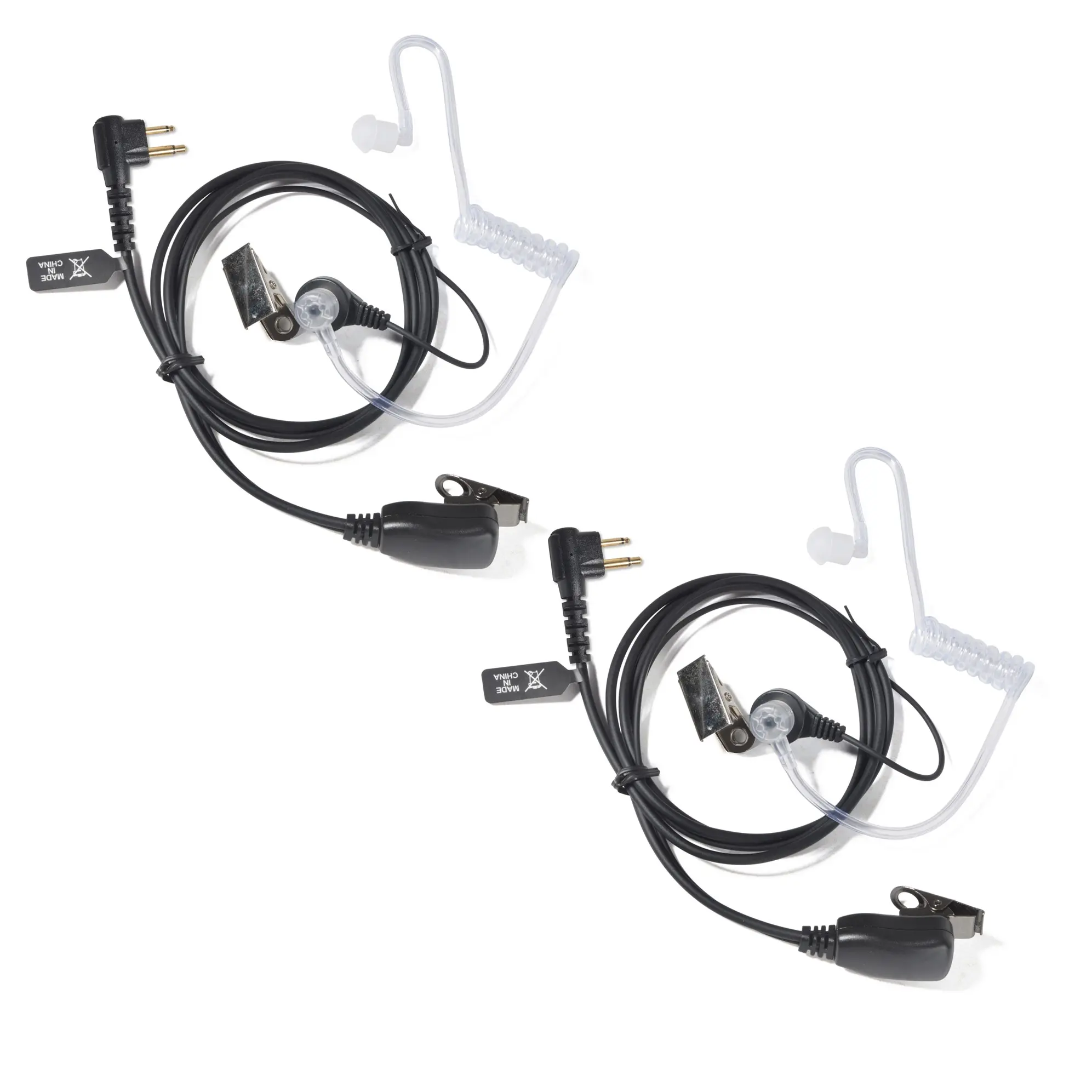 2Pack YNIBST 2 Pin Two Way Radio Earpiece with Swivel Boom Microphone Clear PTT,  Acoustic Coil Tube Surveillance Walkie Talkie Headset Compatible with Motorola Walkie Talkie CLS1410 CLS1110  CP200 GP300 Radio for Police Security and Law Enforcement Use