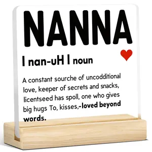 1pc Acrylic Nanna Definition Sign – Grandma Gift Plaque from Grandkids with Unconditional Love Quote, Desk or Shelf Keepsake, Red Heart Accent, Home Decor Ornament Birthday Mother’s Day Christmas Thanksgiving Gifts