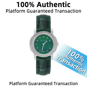 BVLGARI Solo Tempo series  Quartz movement  Aftermarket green dial with diamond bezel  29mm green dial Stainless steel  Ladies’ watch WHP035051