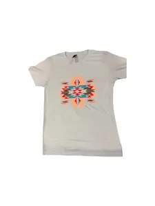 Women T- shirt feature a western-themed  design with aztec print