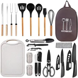 Silicone Camping Cooking Set Car Camping Essentials Cooking Kitchen Set, RV Camping Cookware Must Haves Gifts Camping Cooking Essentials, Camp Cooking Set for Travel Hiking Picnic