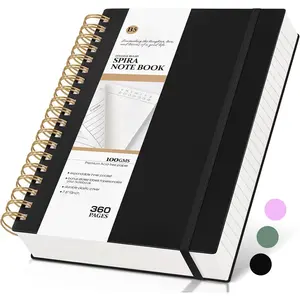 Spiral Notebook Journal College Ruled, 360 Pages Lined Thick Journals for Women Men, B5 Big Notebooks with 100GSM Paper, Spiral Bound Journaling for Writing Work School Black 7.6"*10"