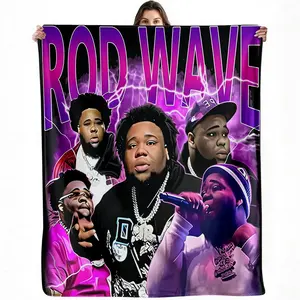 Rod Wave fan blanket — rapper collage with purple-pink gradient design