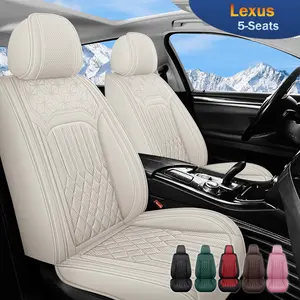 Car Seat Covers for Lexus ES 350/ ES 330/IS 250/IS 300/IS 350/LS 430/LS 460/ NX 200t/250 / NX 300/300h / NX 350/350h / RX 350/ RX 350h, Stylish Breathable Napa Leather Car Seat Cover for Full Set 5-Seats, Waterproof Anti-Slip Comfort Vehicle Seat Cover Au