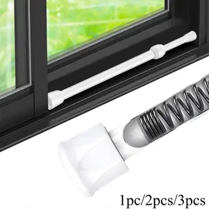 Adjustable Sliding Door Safety Rod, Metal Adjustable Window and Glass Door Security Bar, Durable Metal Structure, Rubber Tip, Home Locks