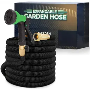 Garden Hose 50ft,75ft,100ft,Non-Expanding Flexible Hose with 10 Function Nozzle, Lightweight, Kink Free, Sturdy, Leak-Proof, Portable, Water Hose 50ft for Outdoor, Yard, Lawn, Car Wash and Camper Use