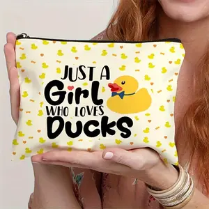 Cute Duck Makeup Bag, 'just a Girl Who Loves Ducks' Design, Duck Pattern, Portable Travel Organizer, Gift for Women, Girls, Duck Lovers