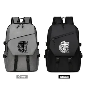 Faith Theme Lion Print Lightweight Laptop Backpack, Large Capacity Unisex Travel Commute Bag with Adjustable Straps, Durable Polyester for Outdoor & Daily Use, Casual Travel Backpack, Ideal Festival Gift