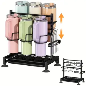 Adjustable 40oz Cup Holder, Water Bottle Organizer Rack For Kitchen Cabinets, Easy-to Carry Kitchen Organizers & Storage For Cup Accessories