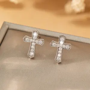 【Cool Earrings】Dazzling cross stud earrings,unisex piercing jewelry with trendy hip hop vibes. Perfect for everyday wear.