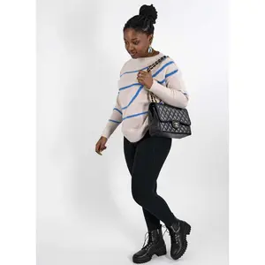 Taupe Blue Line Sweater Knitwear Pullover
